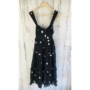 NWOT  Free People Daisy Chain Embroidered Midi Dress Black Sleeveless
